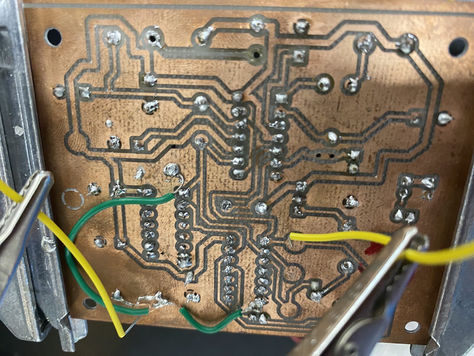 The solder side: the routing as it actually came out, joint by joint.
